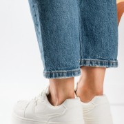 XTI Streetwear γυναικεία sneakers με κορδόνια ΑΣΠΡΟ