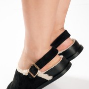 Suede clogs με εσωτερική γούνα και ρυθμιζόμενο λουράκι στο πίσω μέρος ΜΑΥΡΟ Suede clogs με εσωτερική γούνα και ρυθμιζόμενο λουράκι στο πίσω μέρος ΜΑΥΡΟ