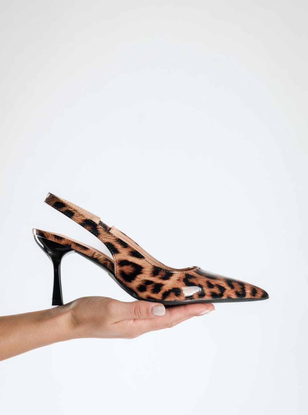 Animal Print λουστρίνι γόβες με ανοιχτή φτέρνα ΛΕΟΠΑΡ