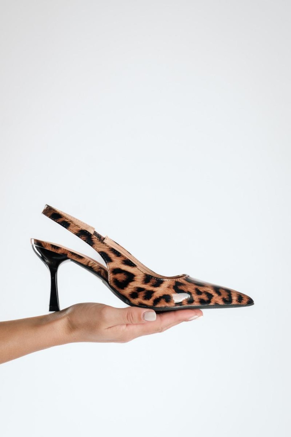 Animal Print λουστρίνι γόβες με ανοιχτή φτέρνα ΛΕΟΠΑΡ