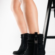 XTI suede western μποτάκια με διακοσμητικά κρόσσια ΜΑΥΡΟ