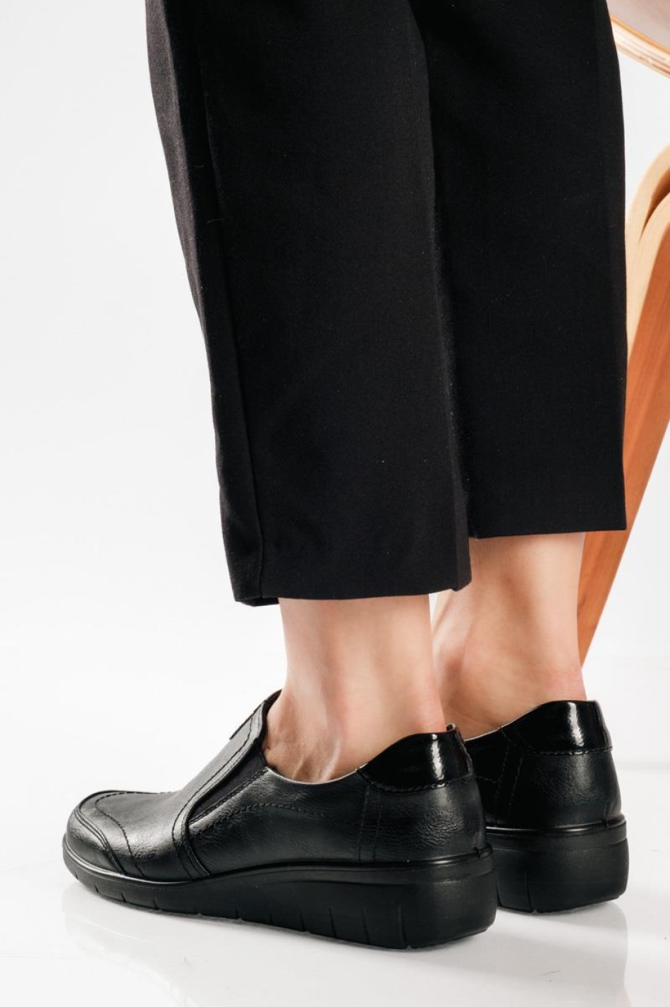 ΖΑΚ Slip-on μοκασίνια με δερμάτινο πάτο ΜΑΥΡΟ