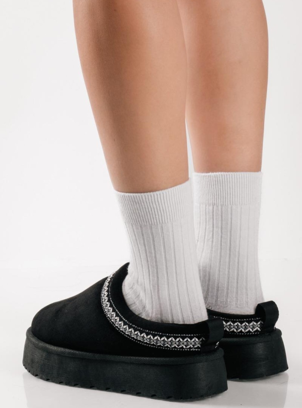 SABINO Clog suede δίσολο με εσωτερική γούνα ΜΑΥΡΟ