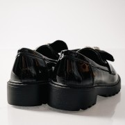 ZAK λουστρίνι loafers για κορίτσια με σουέτ φιόγκο και καρδιά με στρας ΜΑΥΡΟ