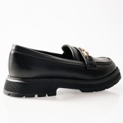 ZAK ματ loafers για κορίτσια με χρυσή αλυσίδα και τρακτερωτή σόλα ΜΑΥΡΟ