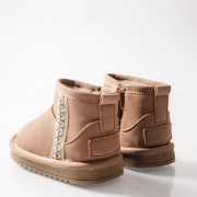 ZAK suede μποτάκια για κορίτσια με γούνα και αντιολισθητική σόλα ΠΟΥΡΟ