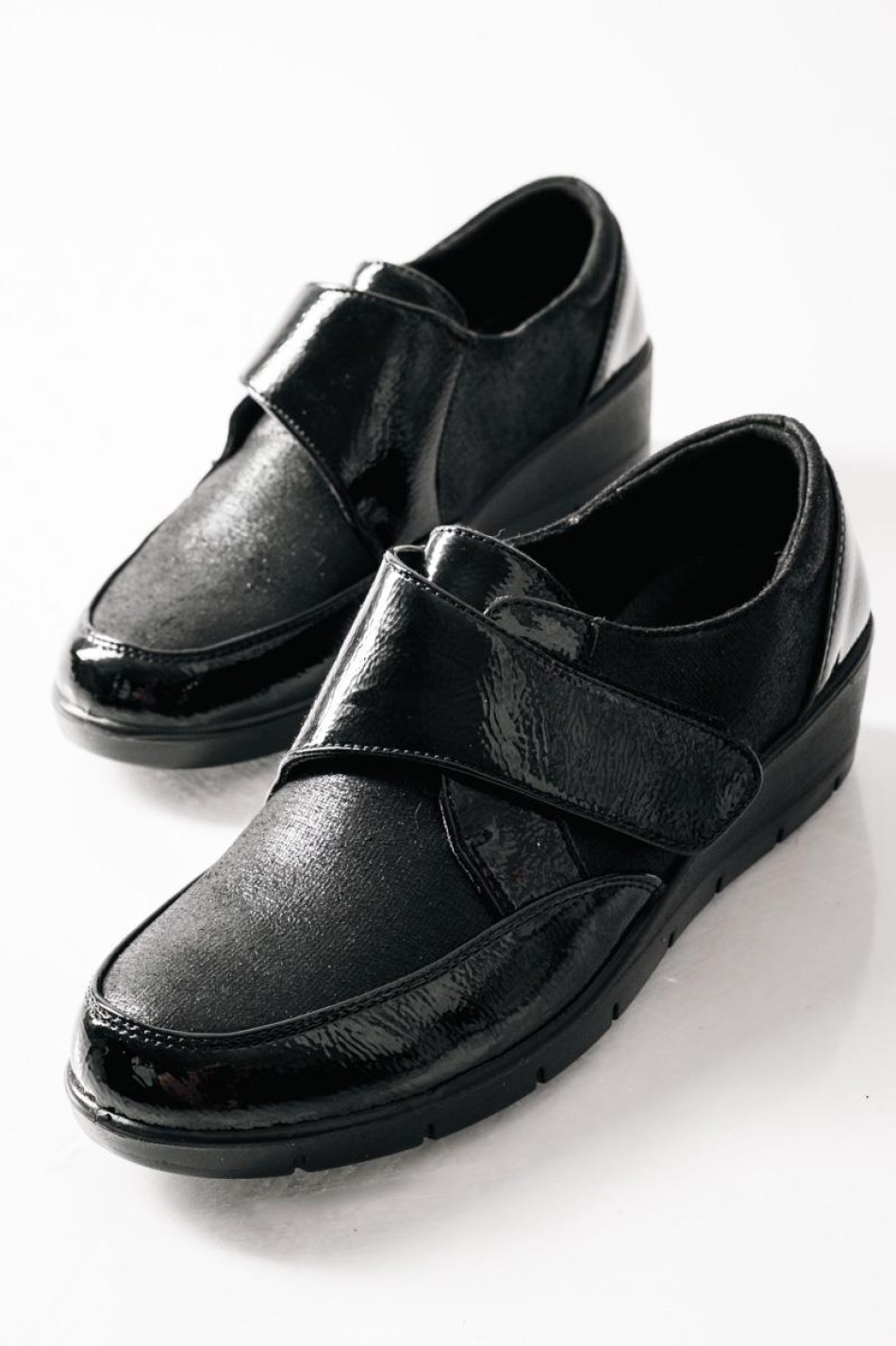 SABINO Comfort πλατφόρμα με velcro ΜΑΥΡΟ