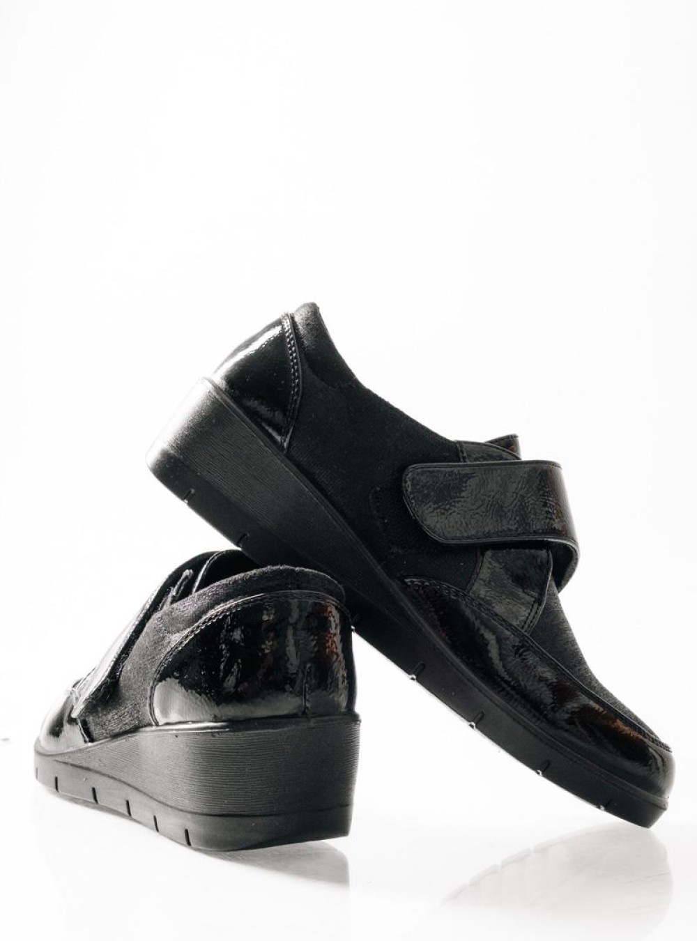 SABINO Comfort πλατφόρμα με velcro ΜΑΥΡΟ