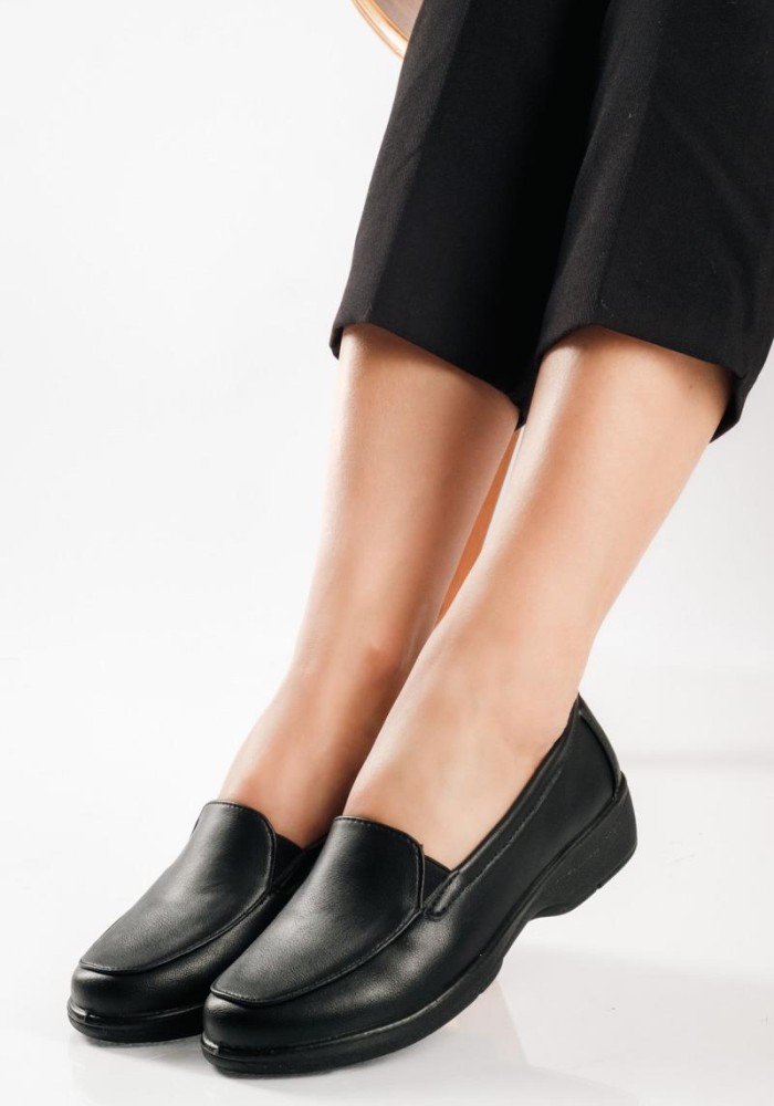 ΖΑΚ Comfort slip-on με δερμάτινο πάτο ΜΑΥΡΟ