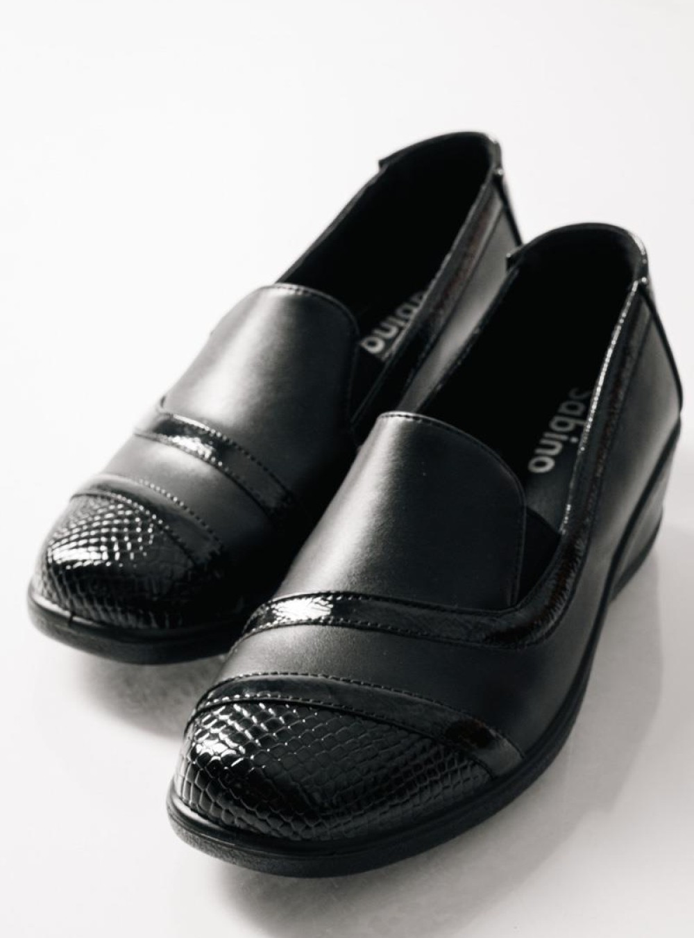 SABINO Comfort slip-on με κροκό σχέδιο ΜΑΥΡΟ