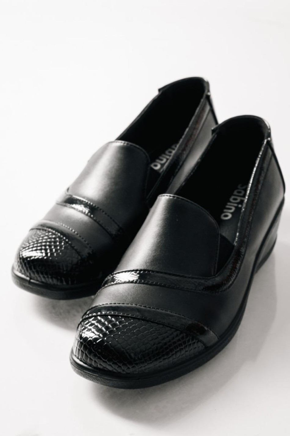 SABINO Comfort slip-on με κροκό σχέδιο ΜΑΥΡΟ