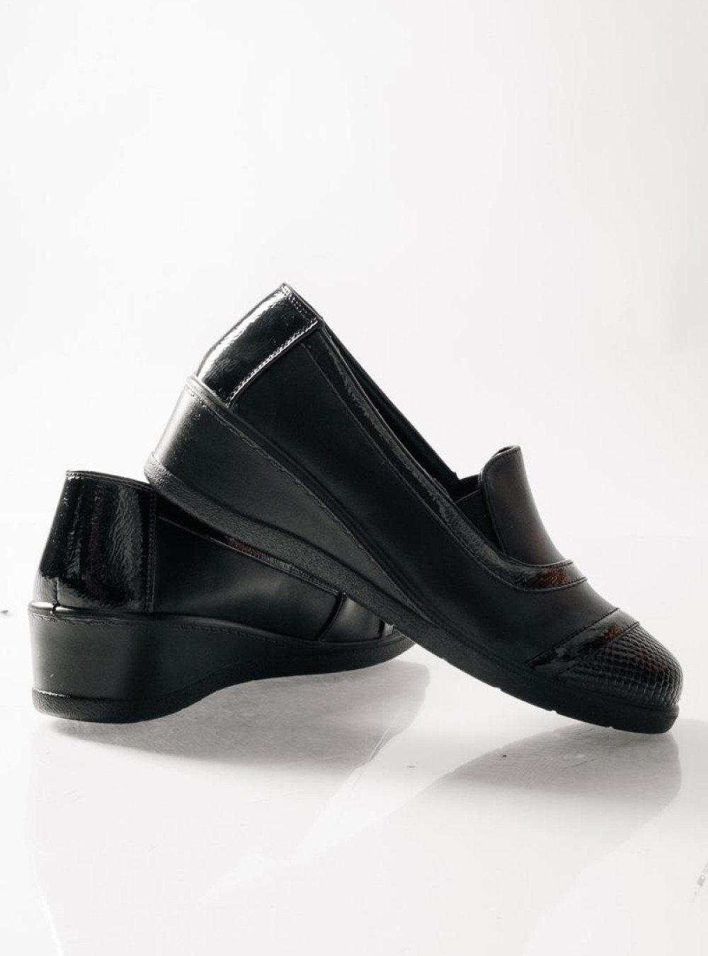 SABINO Comfort slip-on με κροκό σχέδιο ΜΑΥΡΟ