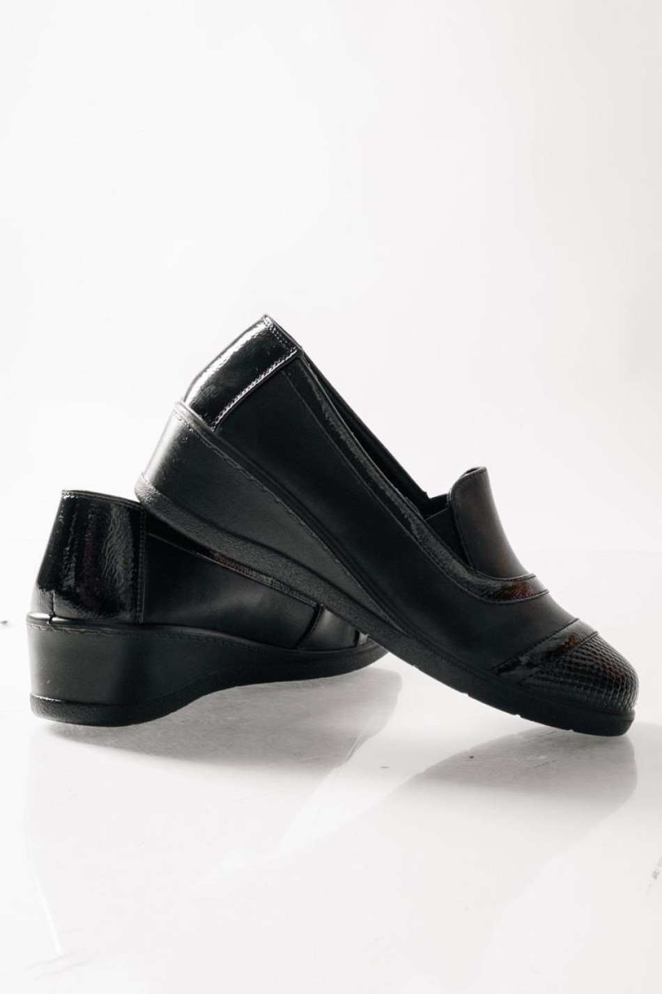 SABINO Comfort slip-on με κροκό σχέδιο ΜΑΥΡΟ