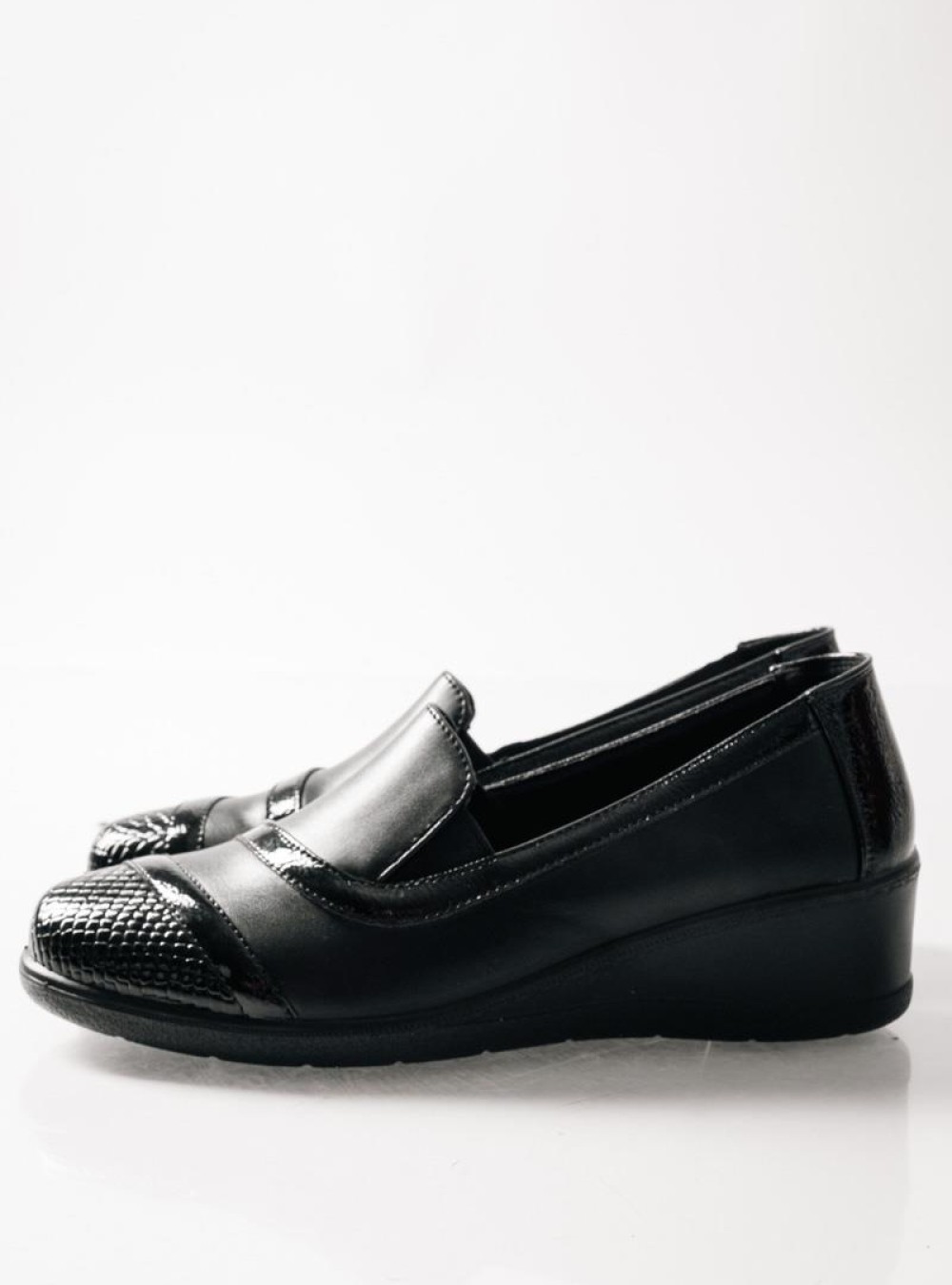 SABINO Comfort slip-on με κροκό σχέδιο ΜΑΥΡΟ