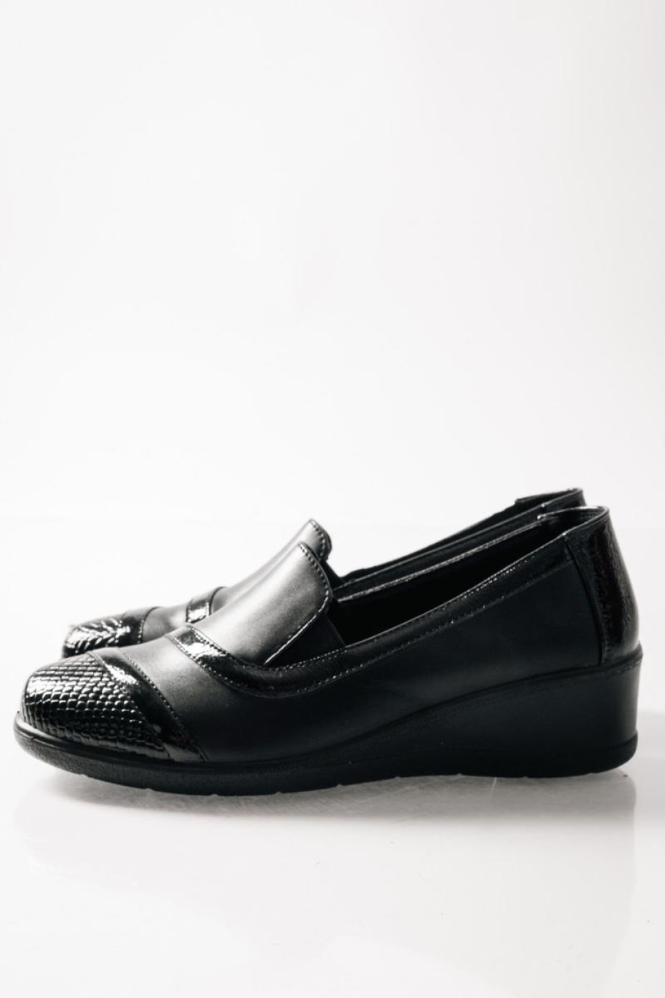 SABINO Comfort slip-on με κροκό σχέδιο ΜΑΥΡΟ