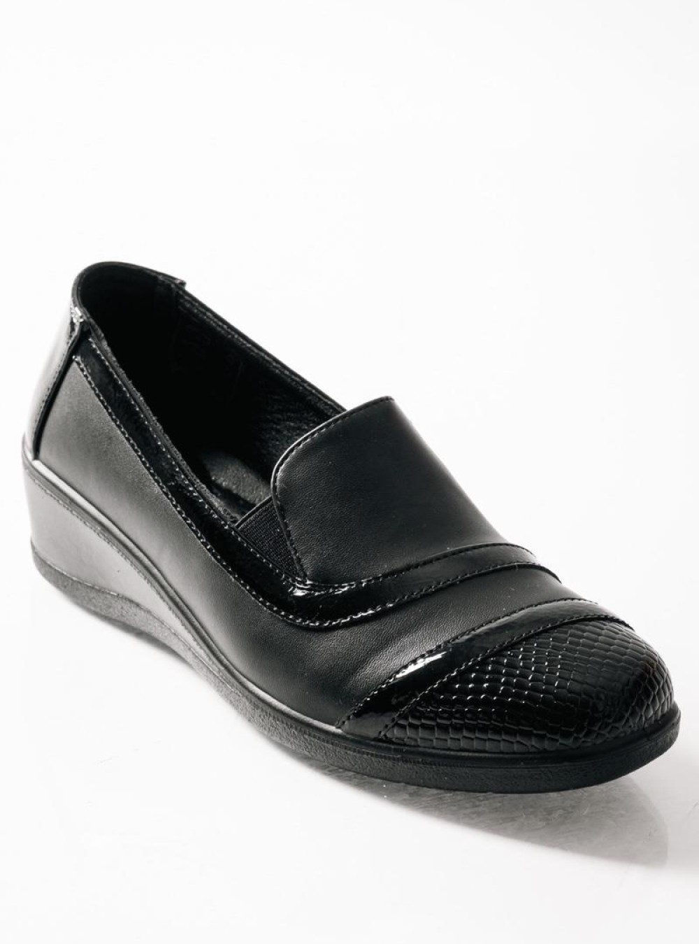 SABINO Comfort slip-on με κροκό σχέδιο ΜΑΥΡΟ