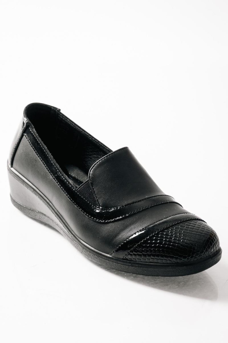SABINO Comfort slip-on με κροκό σχέδιο ΜΑΥΡΟ