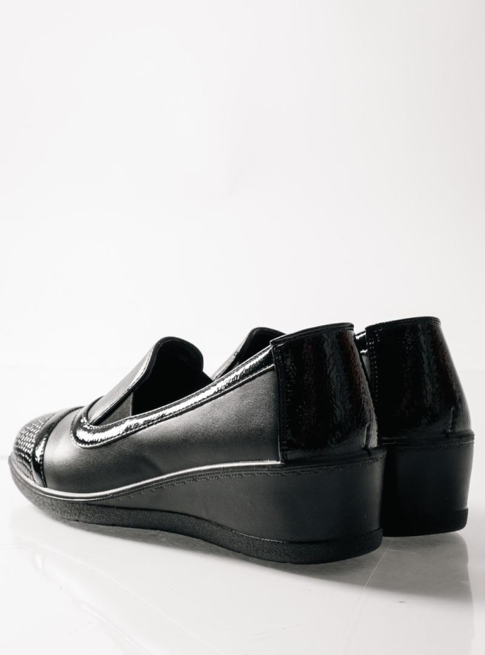 SABINO Comfort slip-on με κροκό σχέδιο ΜΑΥΡΟ