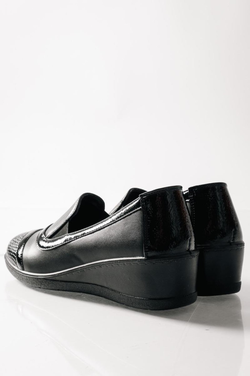 SABINO Comfort slip-on με κροκό σχέδιο ΜΑΥΡΟ