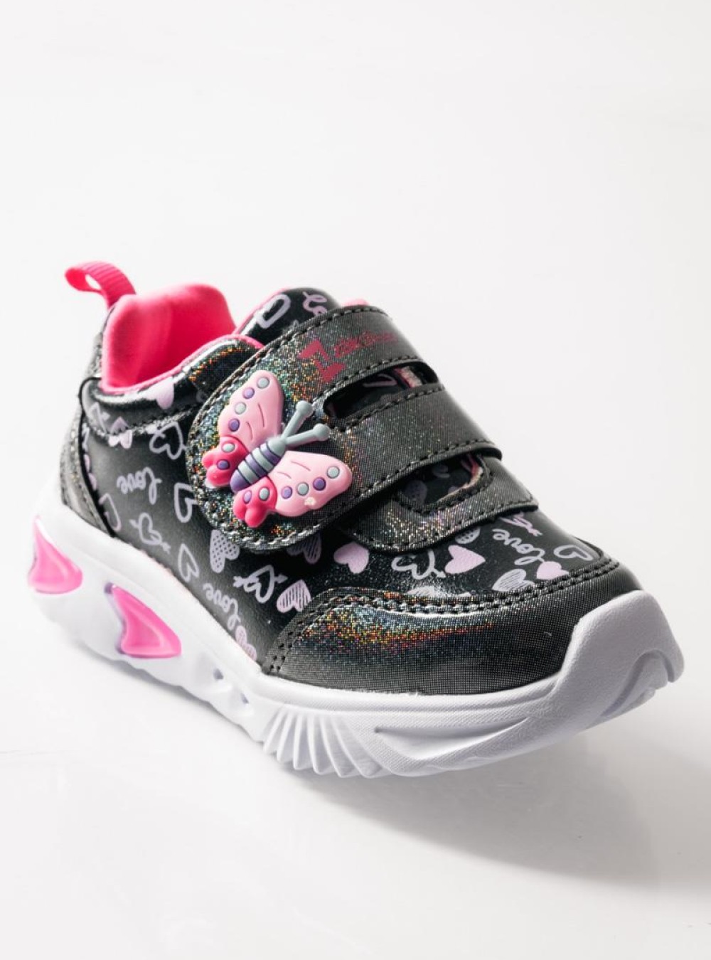 ZAK αθλητικά για κορίτσια με velcro με πεταλούδα και love prints ΓΚΡΙ