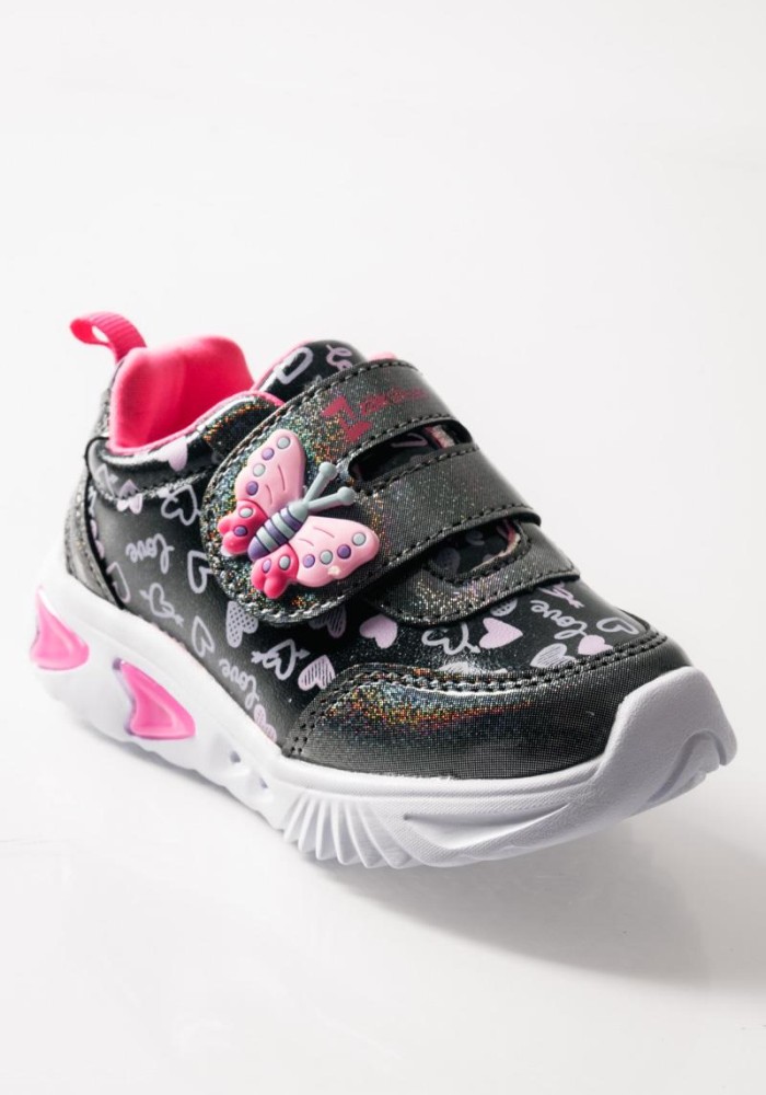 ZAK αθλητικά για κορίτσια με velcro με πεταλούδα και love prints ΓΚΡΙ