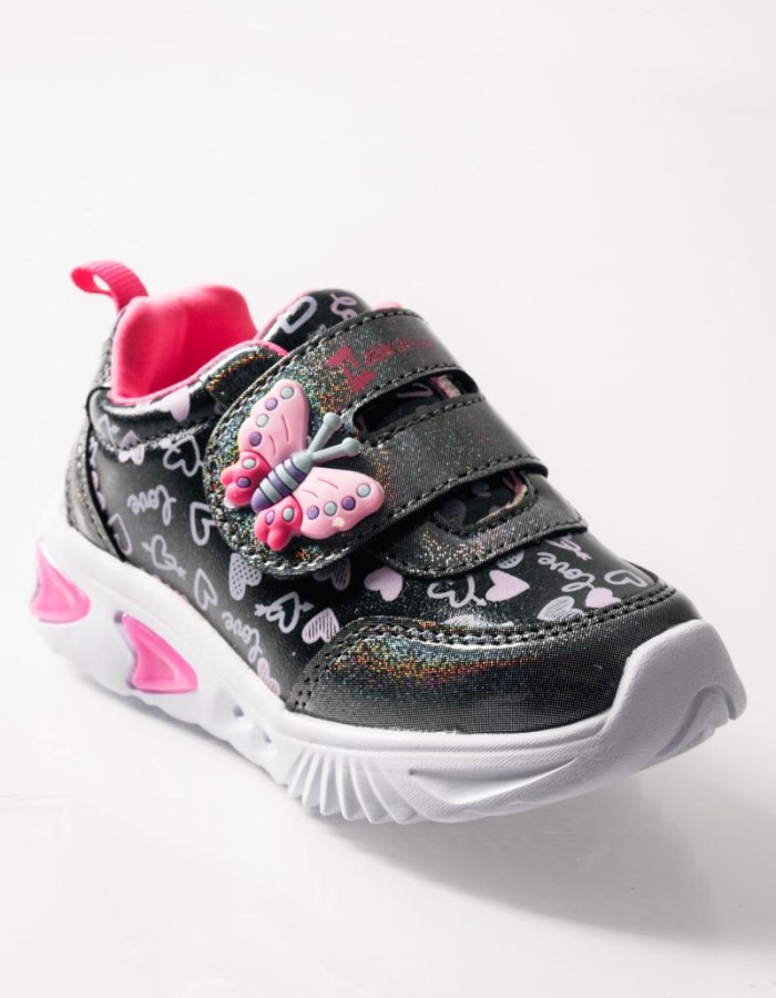 ZAK αθλητικά για κορίτσια με velcro με πεταλούδα και love prints ΓΚΡΙ