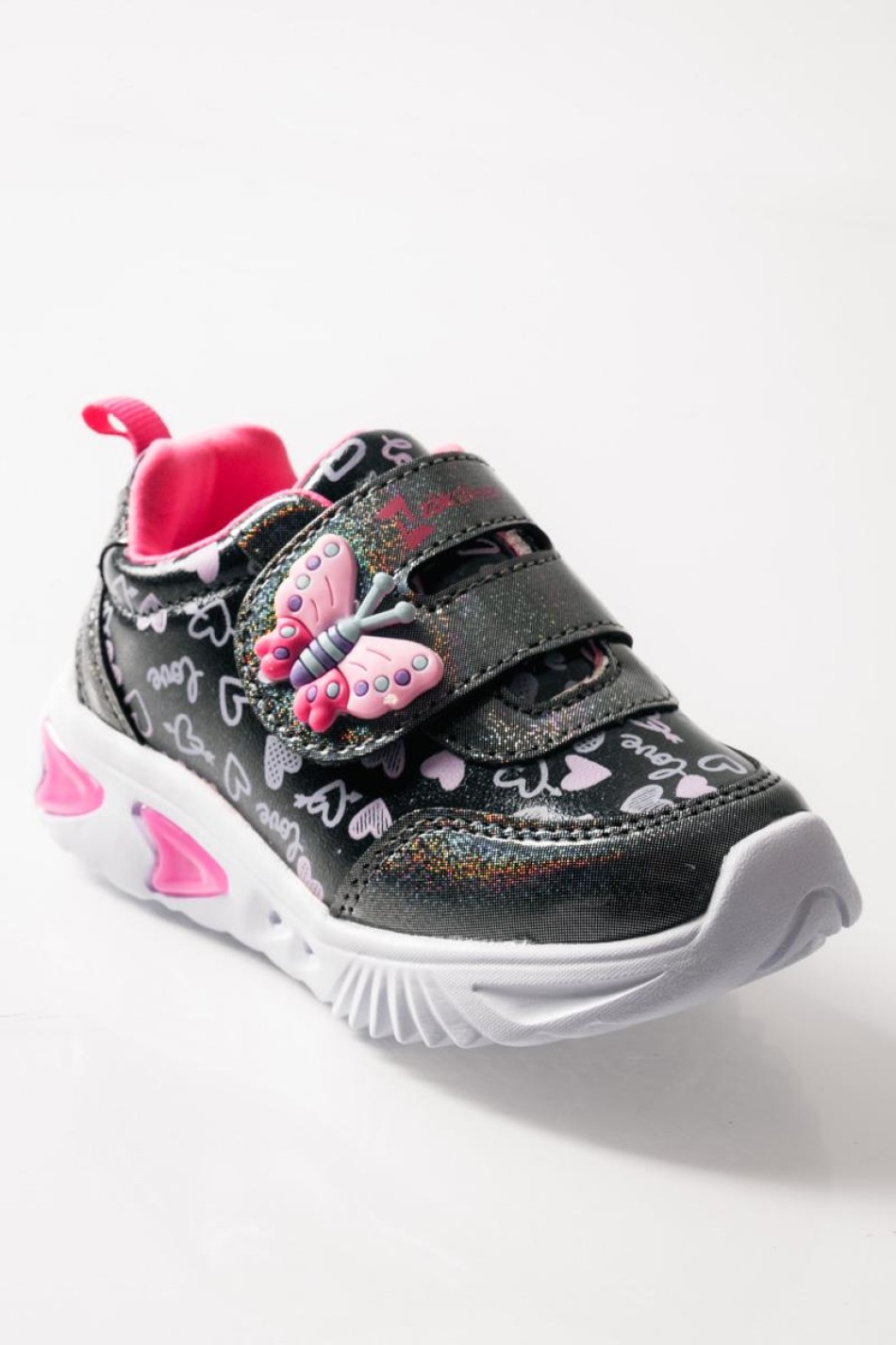 ZAK αθλητικά για κορίτσια με velcro με πεταλούδα και love prints ΓΚΡΙ