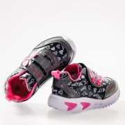 ZAK αθλητικά για κορίτσια με velcro με πεταλούδα και love prints ΓΚΡΙ