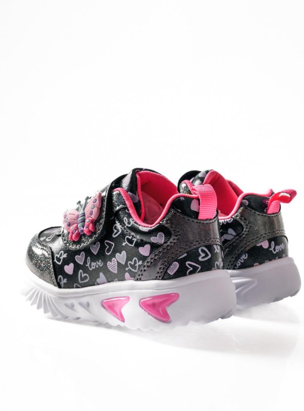 ZAK αθλητικά για κορίτσια με velcro με πεταλούδα και love prints ΓΚΡΙ