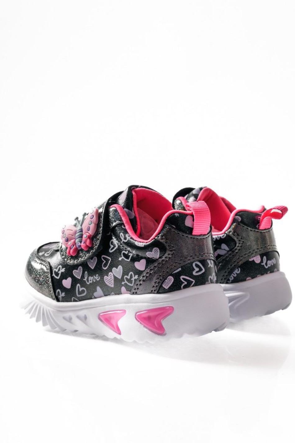 ZAK αθλητικά για κορίτσια με velcro με πεταλούδα και love prints ΓΚΡΙ