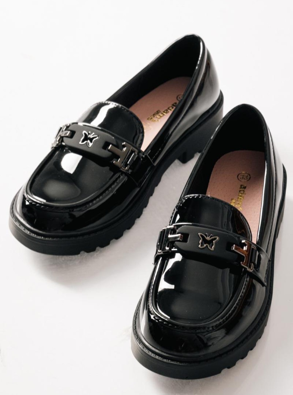 ADAMS λουστρίνι loafers για κορίτσια με μεταλλική πεταλούδα ΜΑΥΡΟ