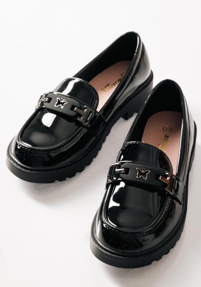 ADAMS λουστρίνι loafers για κορίτσια με μεταλλική πεταλούδα ΜΑΥΡΟ