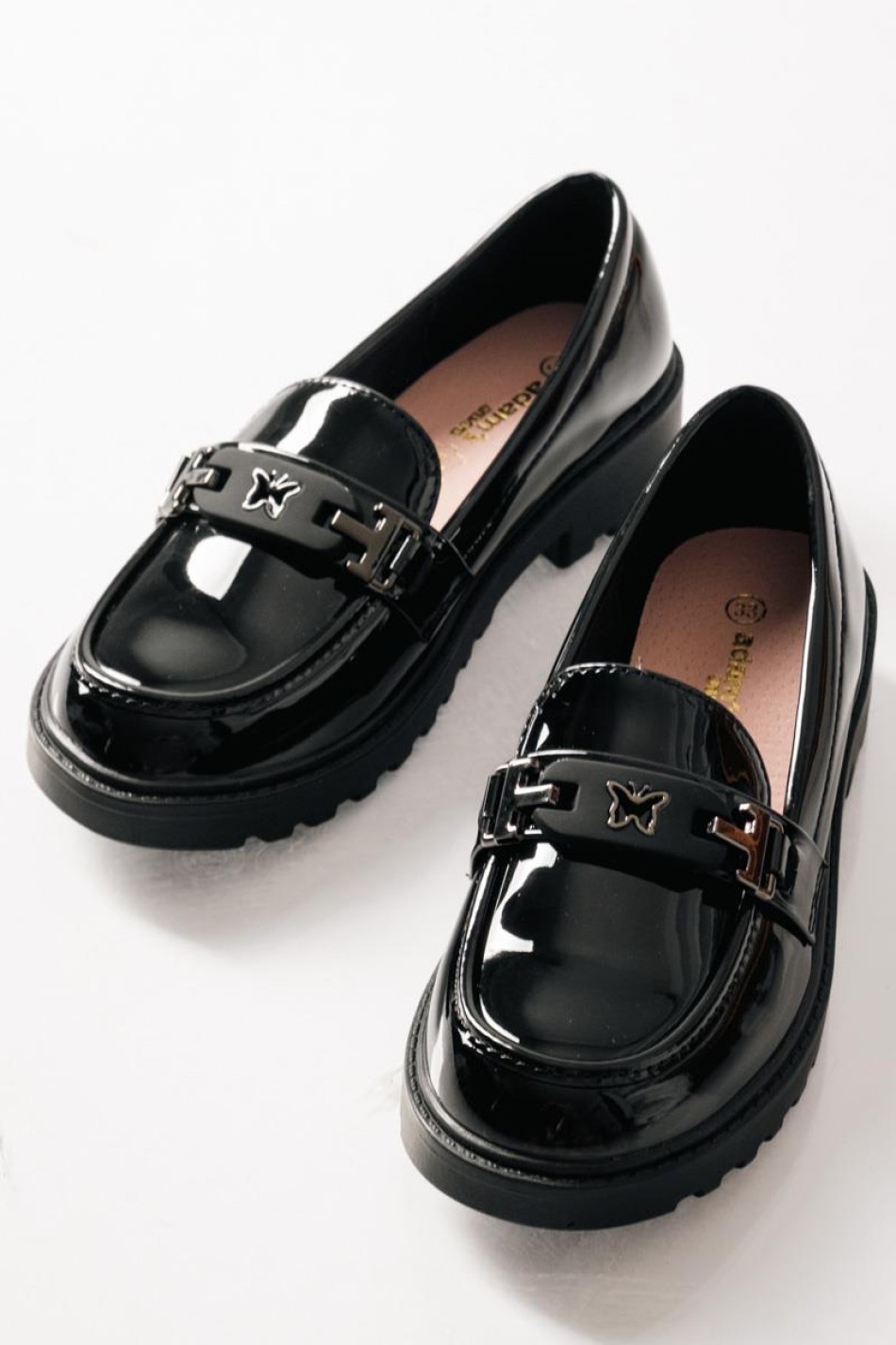ADAMS λουστρίνι loafers για κορίτσια με μεταλλική πεταλούδα ΜΑΥΡΟ