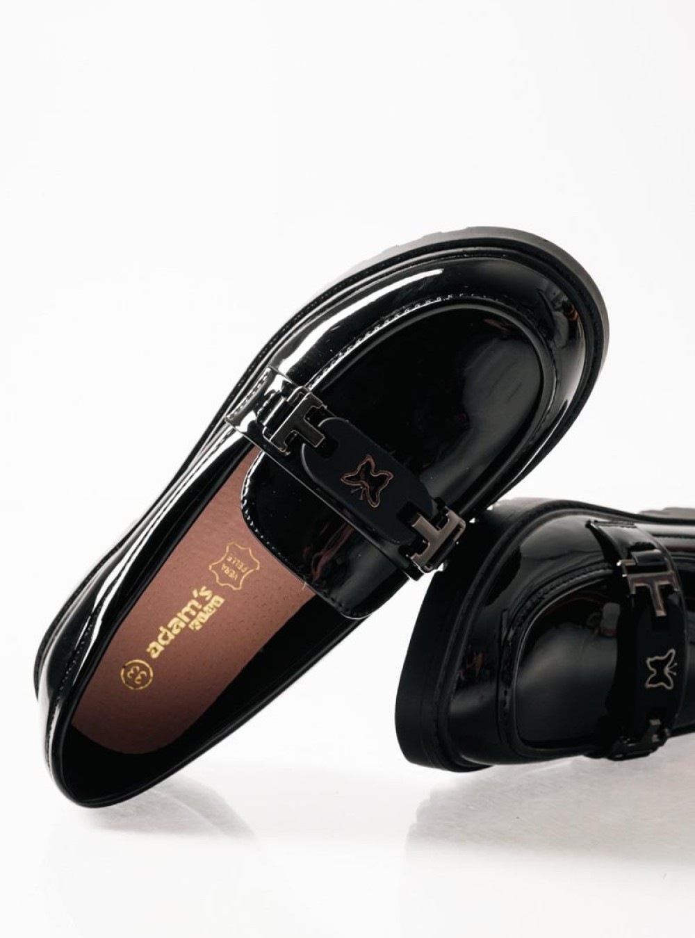 ADAMS λουστρίνι loafers για κορίτσια με μεταλλική πεταλούδα ΜΑΥΡΟ
