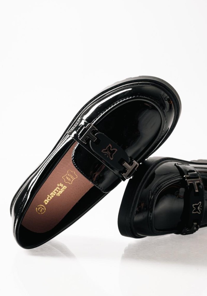 ADAMS λουστρίνι loafers για κορίτσια με μεταλλική πεταλούδα ΜΑΥΡΟ