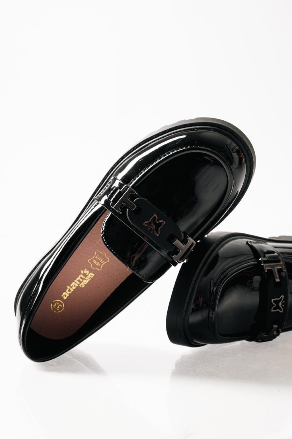 ADAMS λουστρίνι loafers για κορίτσια με μεταλλική πεταλούδα ΜΑΥΡΟ