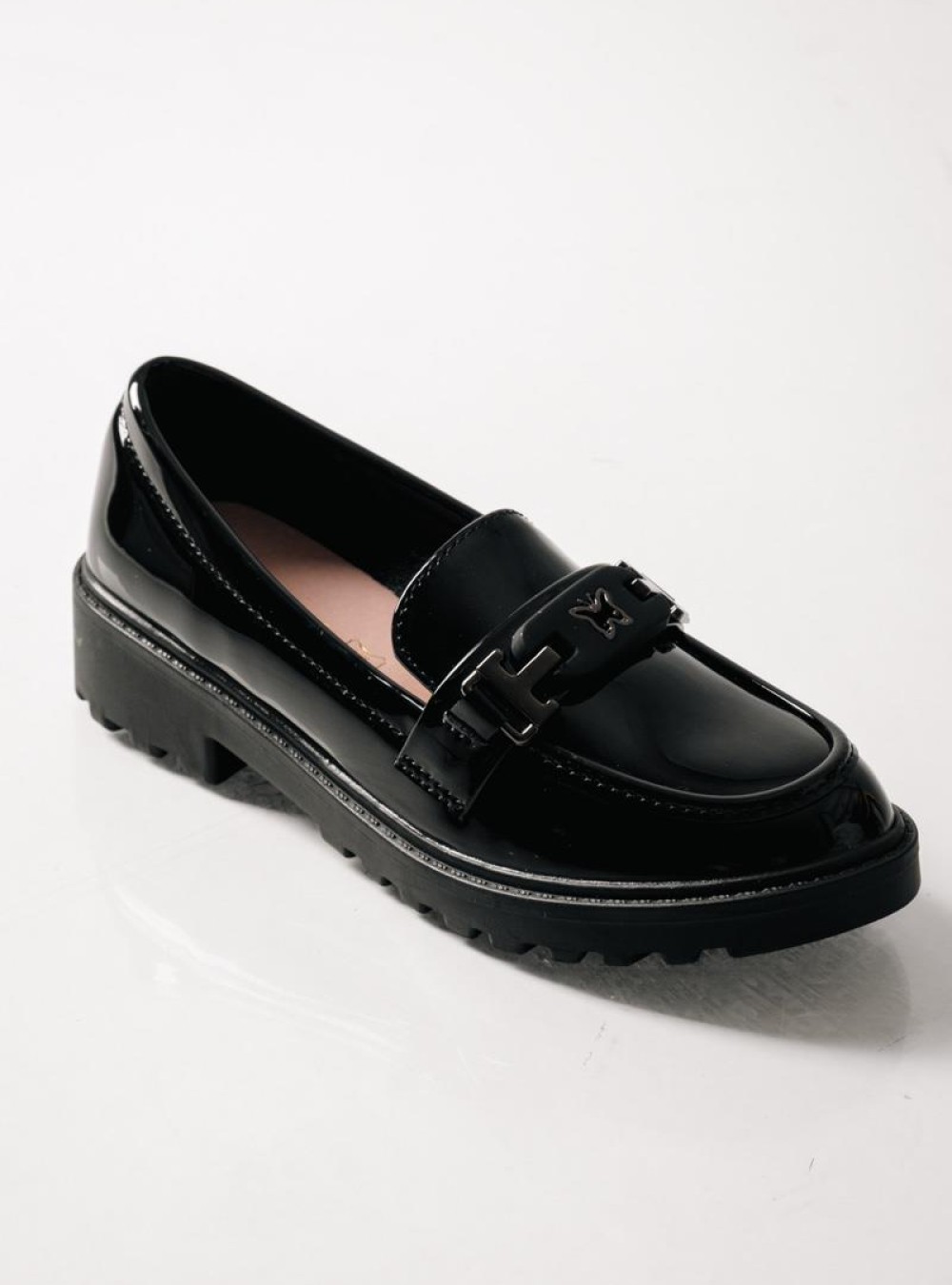 ADAMS λουστρίνι loafers για κορίτσια με μεταλλική πεταλούδα ΜΑΥΡΟ