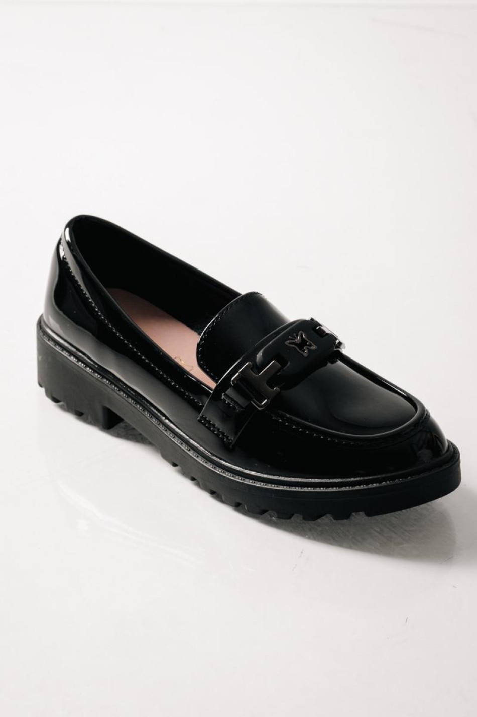 ADAMS λουστρίνι loafers για κορίτσια με μεταλλική πεταλούδα ΜΑΥΡΟ