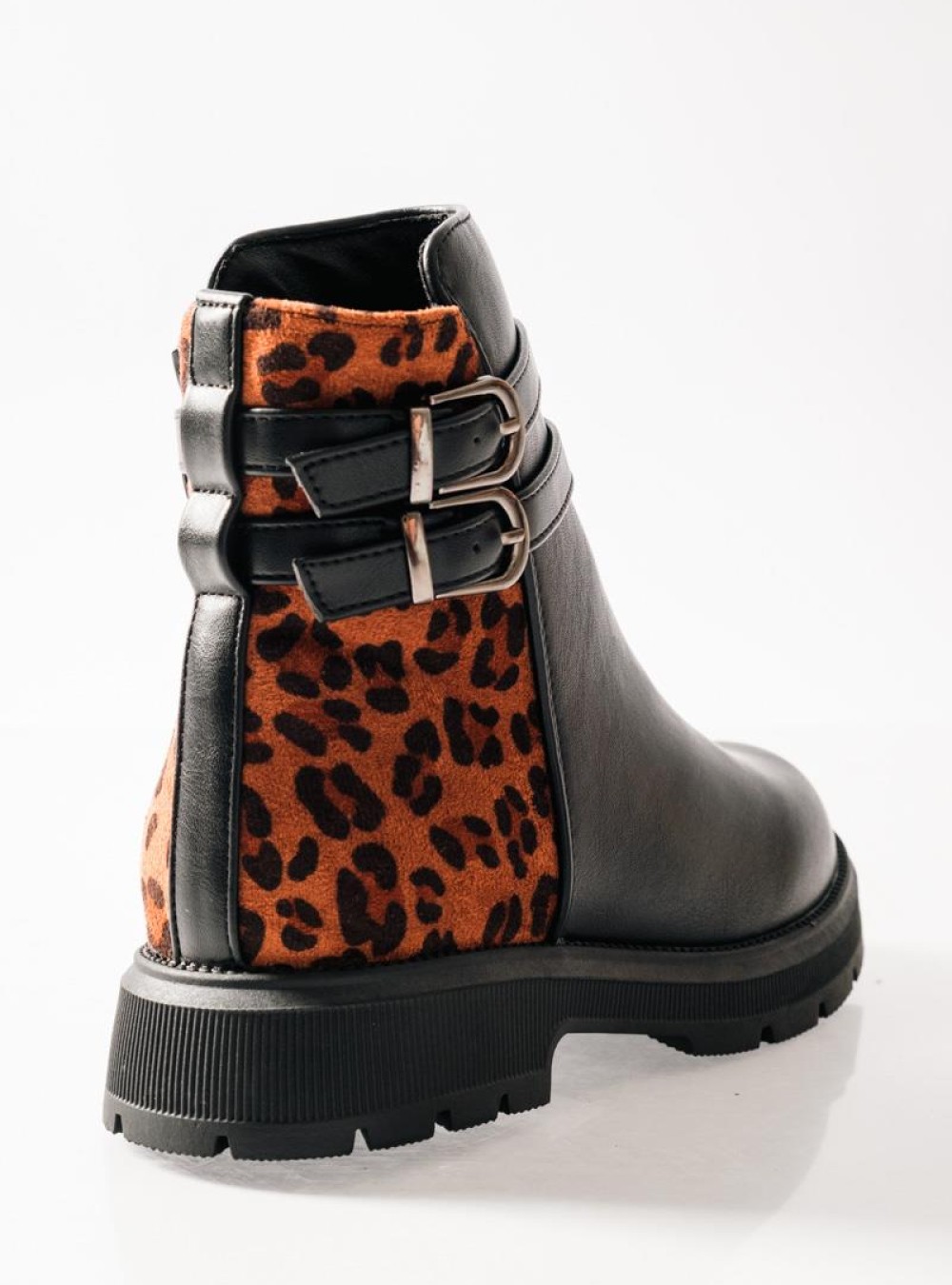 ZAK biker μποτάκια για κορίτσια με animal print και διπλό διακοσμητικό ζωνάκι  ΜΑΥΡΟ/ΛΕΟΠΑΡ