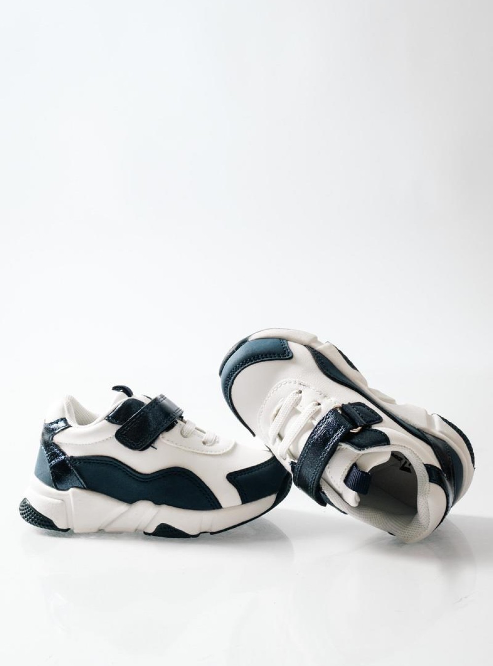 ZAK αθλητικά για κορίτσια με velcro και μοντέρνο chunky σχέδιο ΑΣΠΡΟ/ΜΠΛΕ