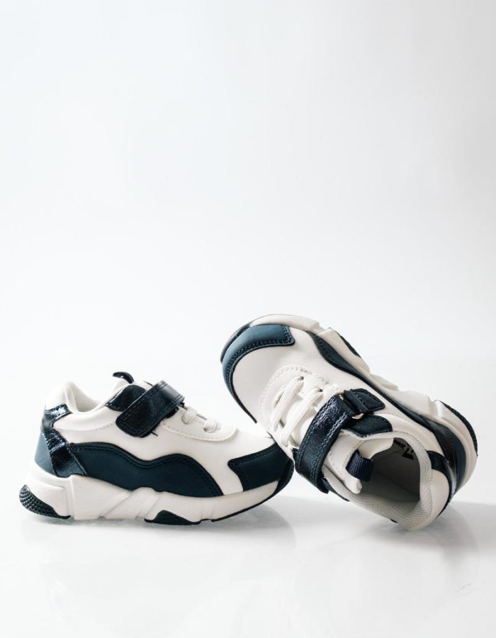 ZAK αθλητικά για κορίτσια με velcro και μοντέρνο chunky σχέδιο ΑΣΠΡΟ/ΜΠΛΕ