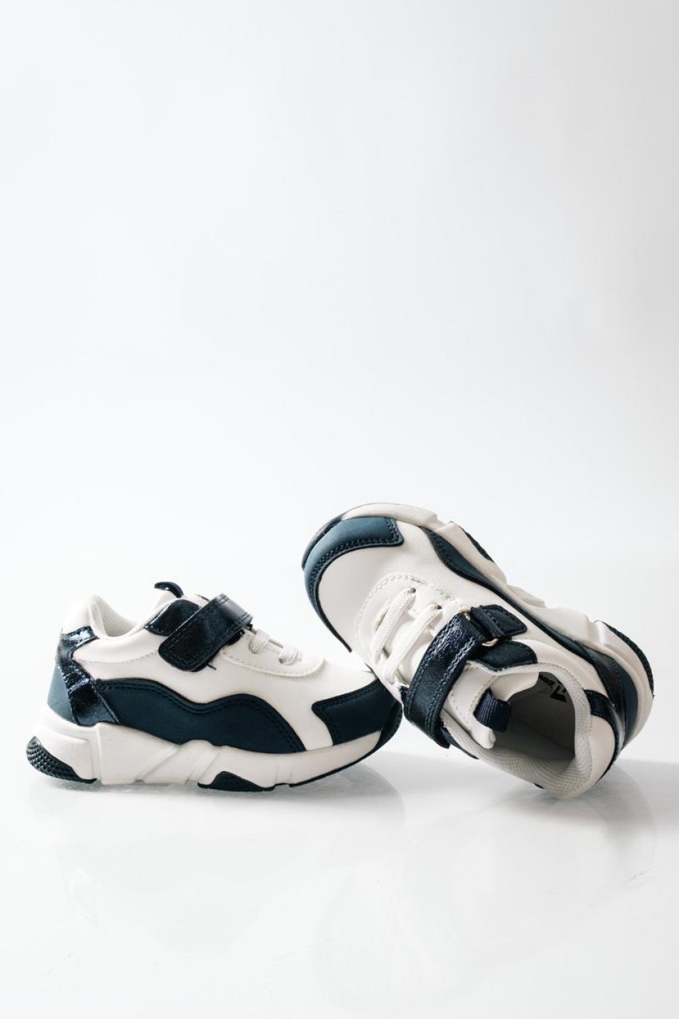 ZAK αθλητικά για κορίτσια με velcro και μοντέρνο chunky σχέδιο ΑΣΠΡΟ/ΜΠΛΕ
