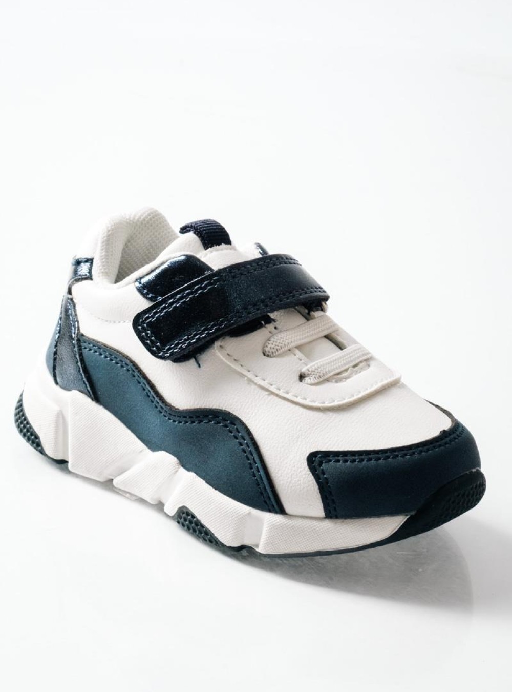 ZAK αθλητικά για κορίτσια με velcro και μοντέρνο chunky σχέδιο ΑΣΠΡΟ/ΜΠΛΕ