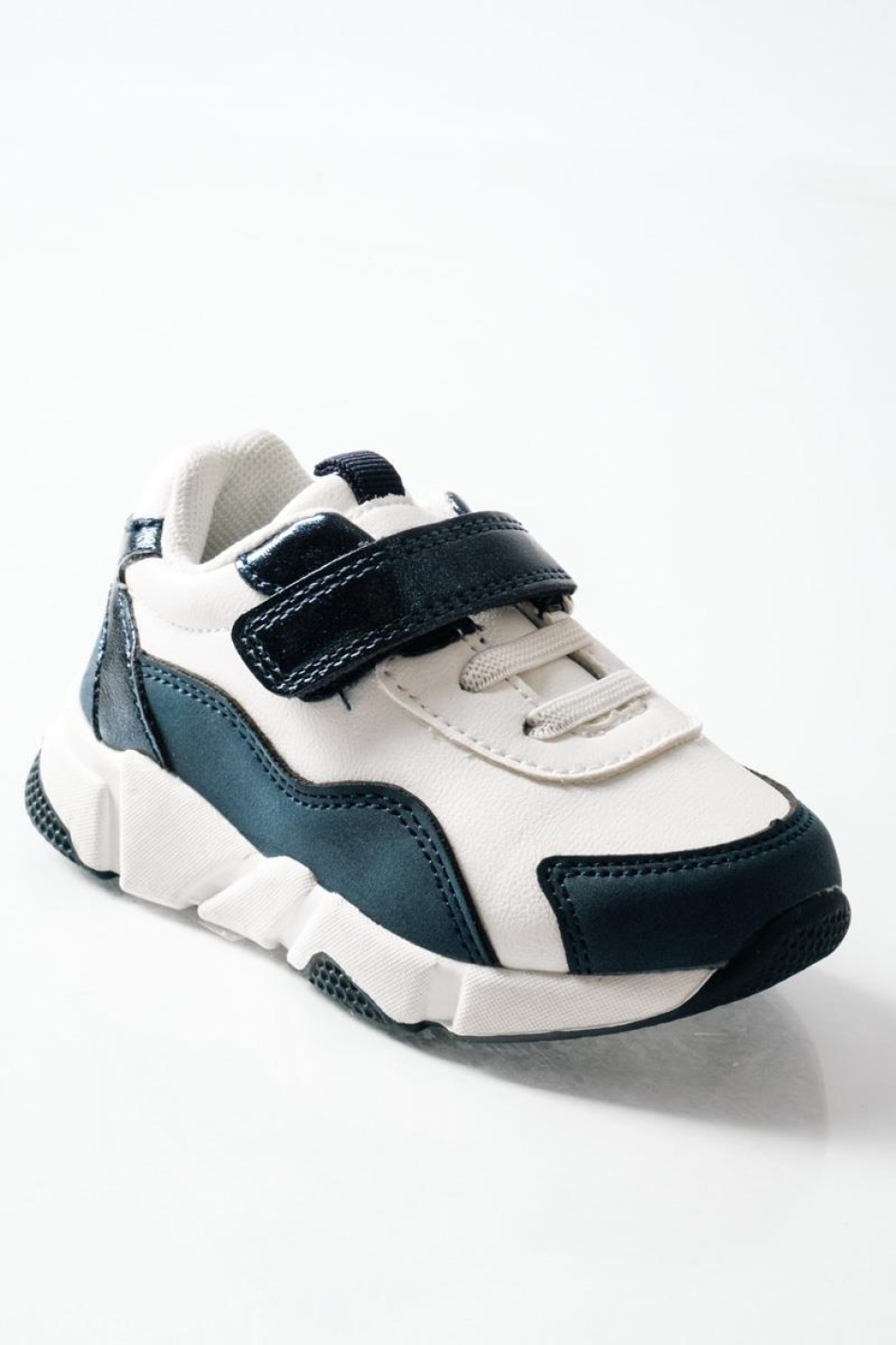 ZAK αθλητικά για κορίτσια με velcro και μοντέρνο chunky σχέδιο ΑΣΠΡΟ/ΜΠΛΕ