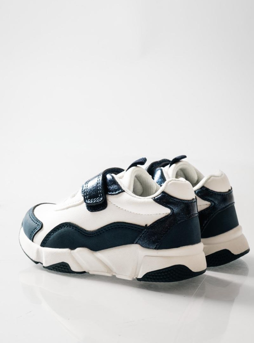 ZAK αθλητικά για κορίτσια με velcro και μοντέρνο chunky σχέδιο ΑΣΠΡΟ/ΜΠΛΕ