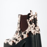 Δίσολα ankle boots με χοντρό τακούνι και animal print σχέδιο ΚΑΦΕ