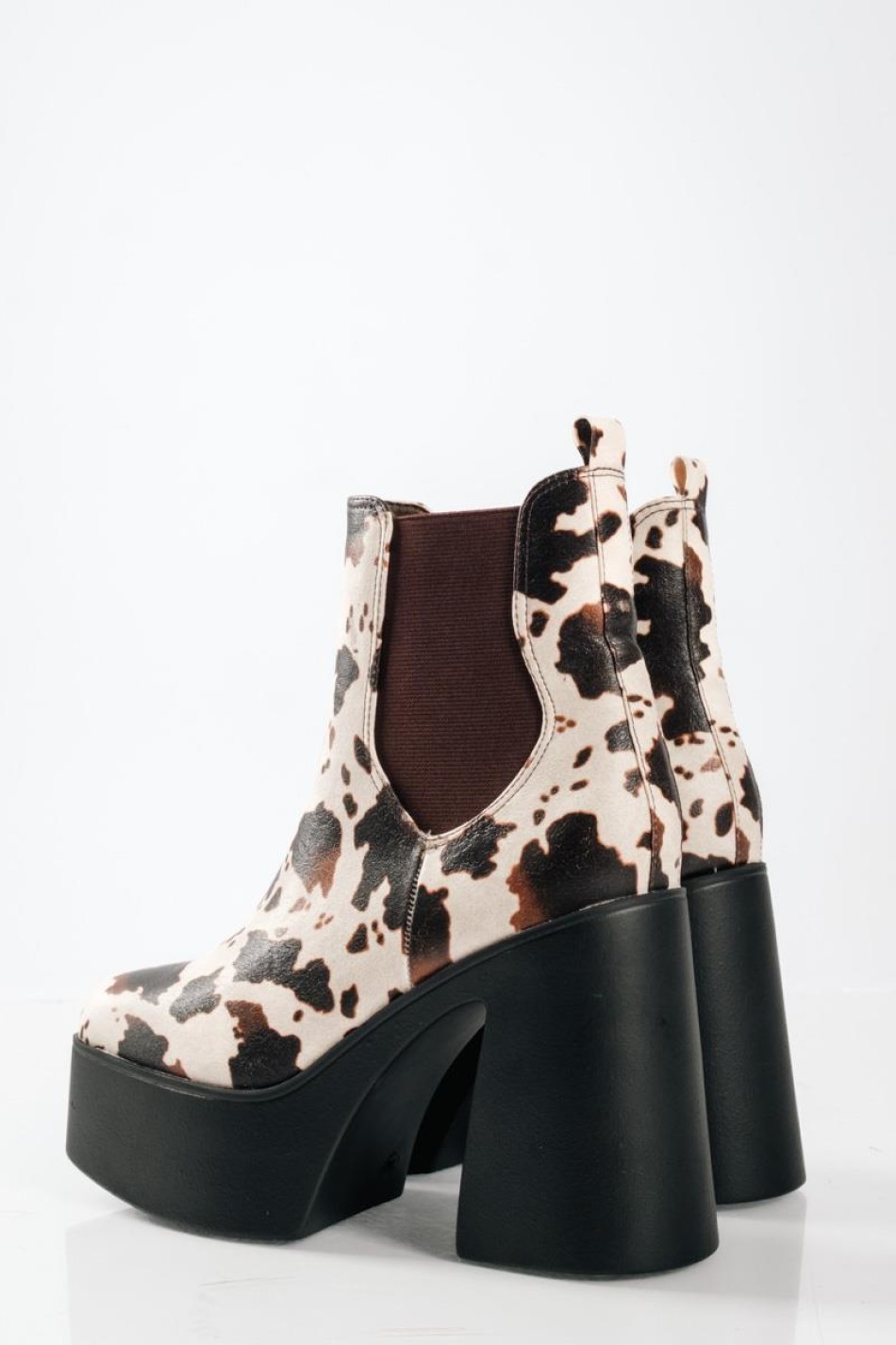 Δίσολα ankle boots με χοντρό τακούνι και animal print σχέδιο ΚΑΦΕ