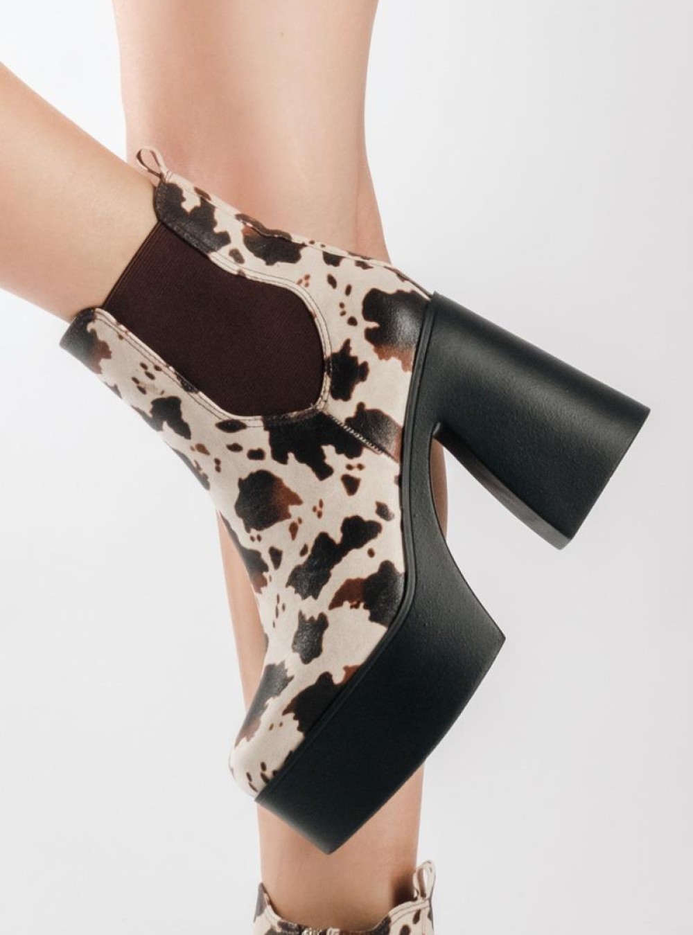 Δίσολα ankle boots με χοντρό τακούνι και animal print σχέδιο ΚΑΦΕ