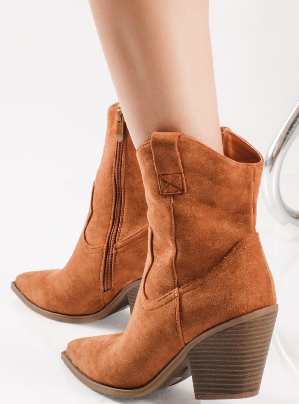 Suede western μποτάκια με χοντρό τακούνι ΤΑΜΠΑ