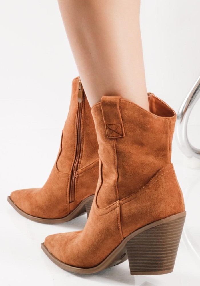 Suede western μποτάκια με χοντρό τακούνι ΤΑΜΠΑ